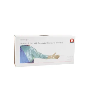 Krutex Protector Economy Green Examination Gloves With Neck Strap / Shoulder Protector 50 pack