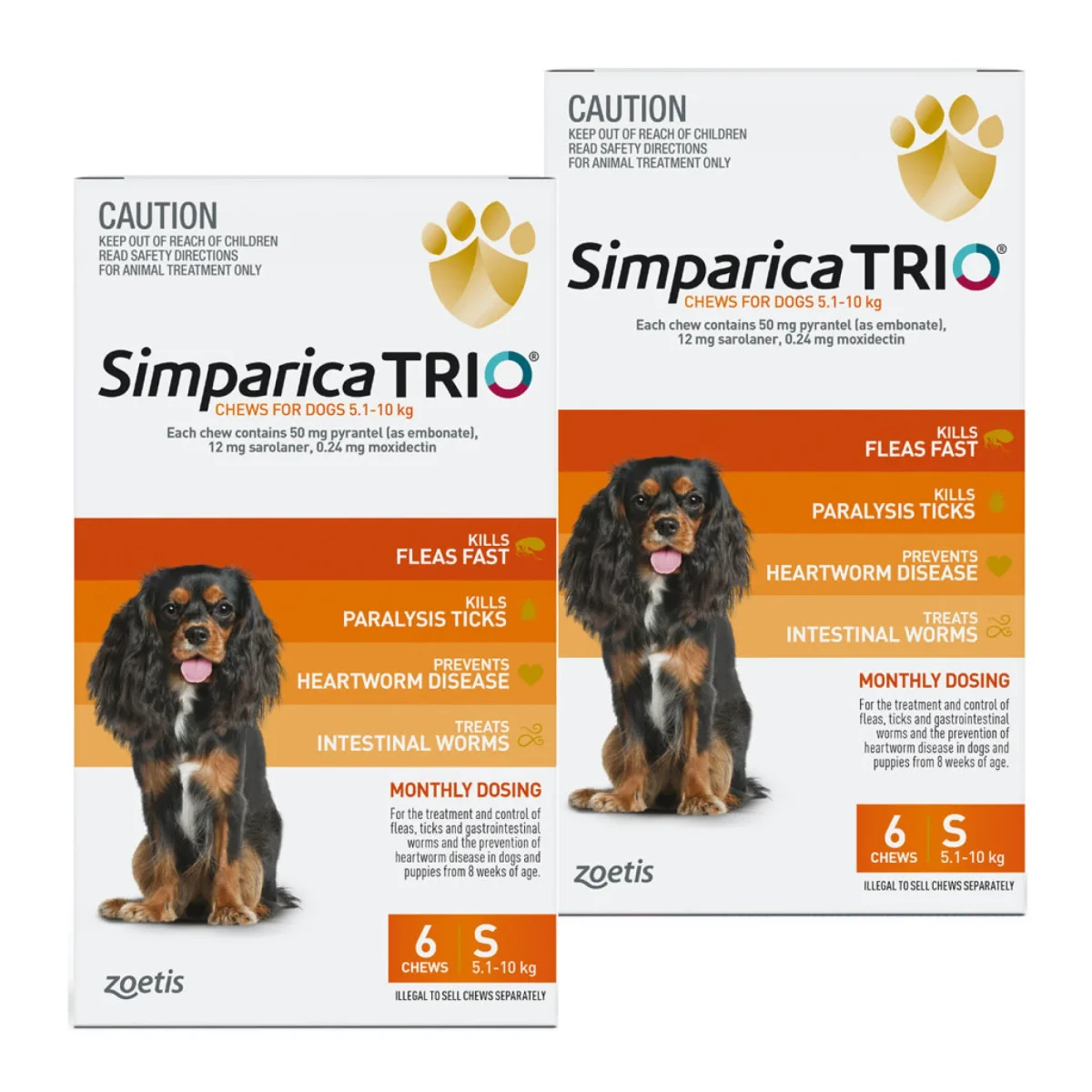 Simparica TRIO Chewable Tablet for Small Dogs 5.1-10kg - 12 Pack Value Bundle